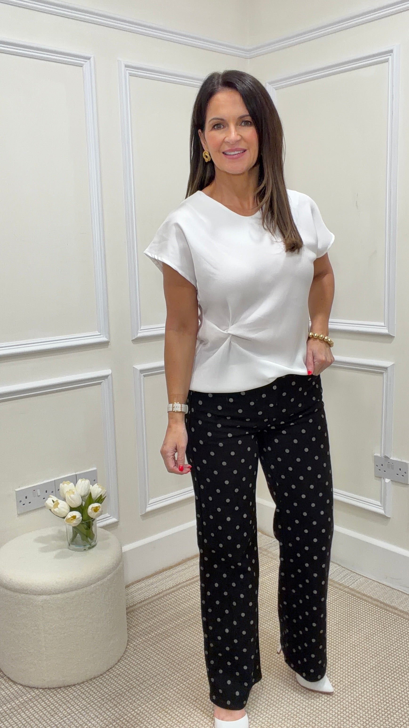 Nicky Jeans Black with White Polka Dots