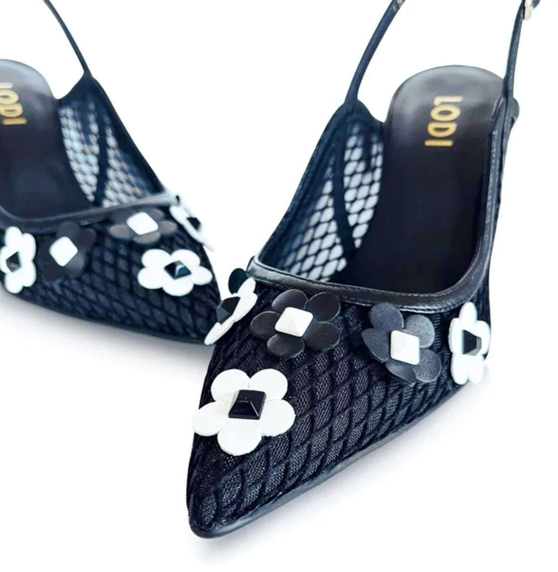 Lodi Raseria Black Flower Slingback