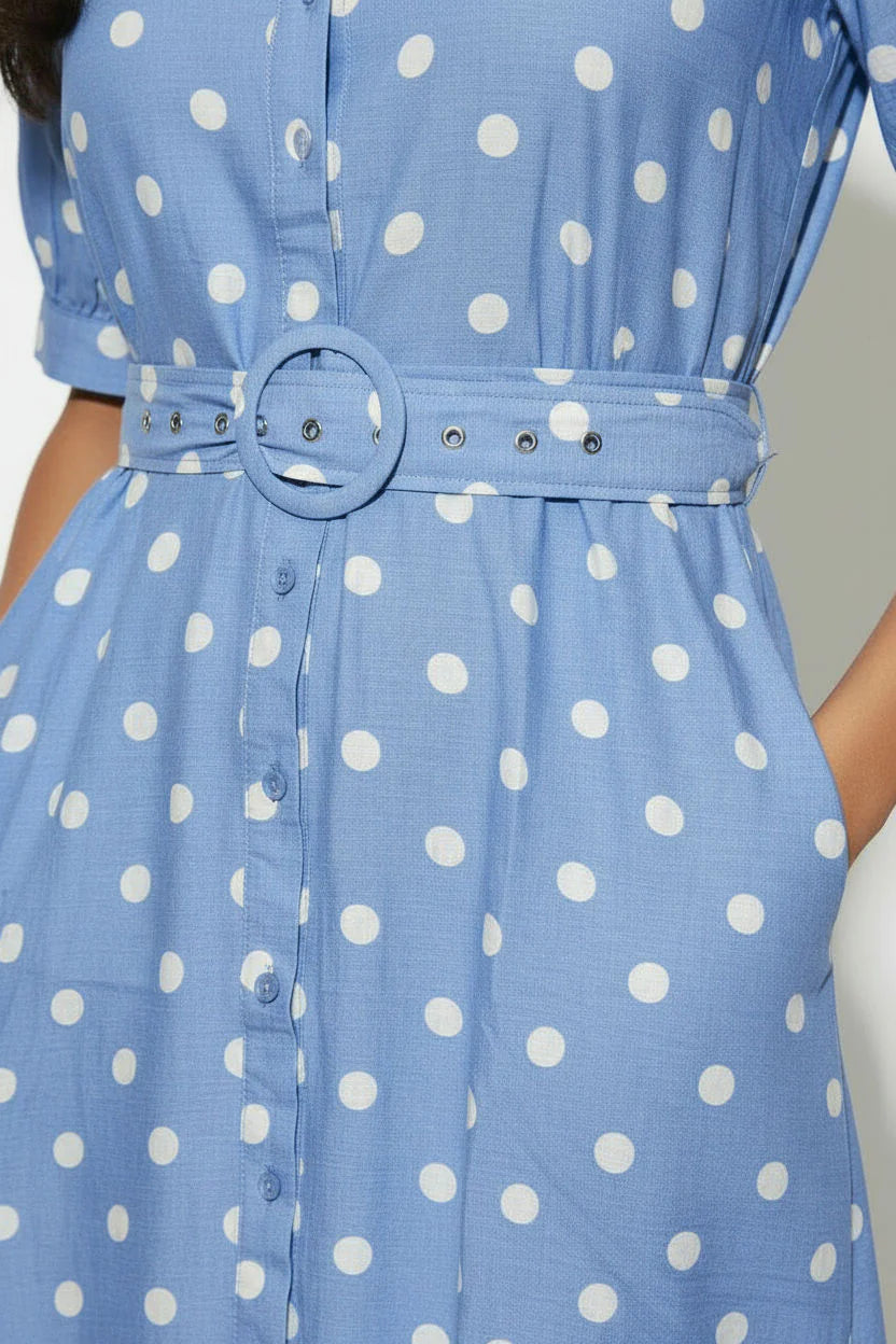 Samantha Blue Polka Dot Dress