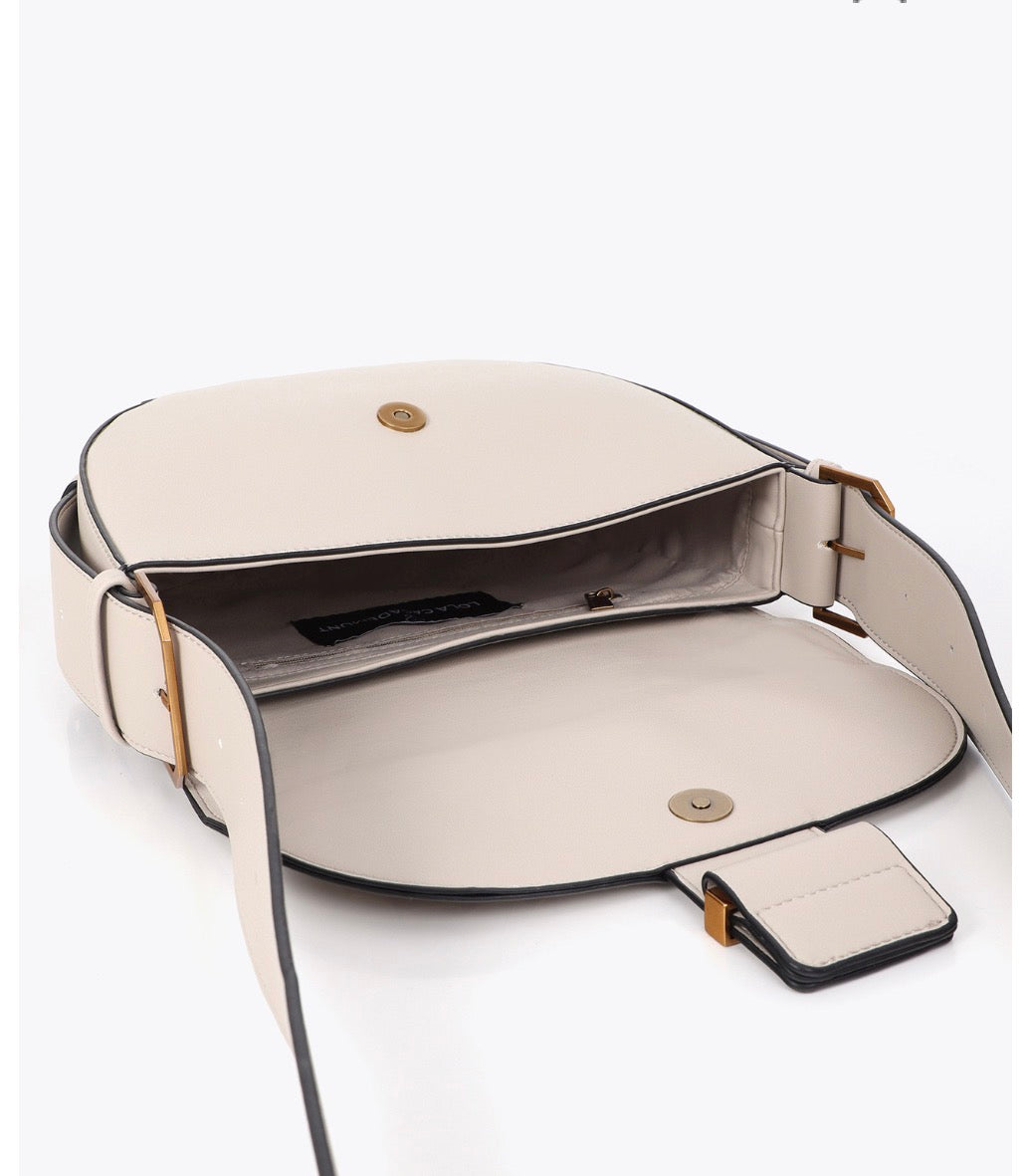 Mia Cream & Gold Saddle Shoulder Bag