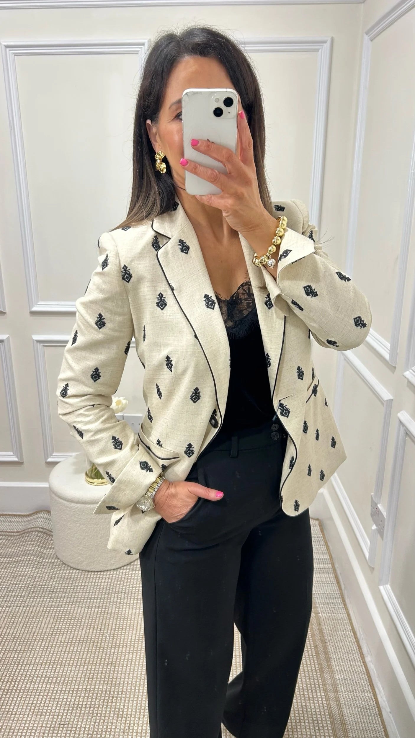 Almonte Linen Embroidered Blazer