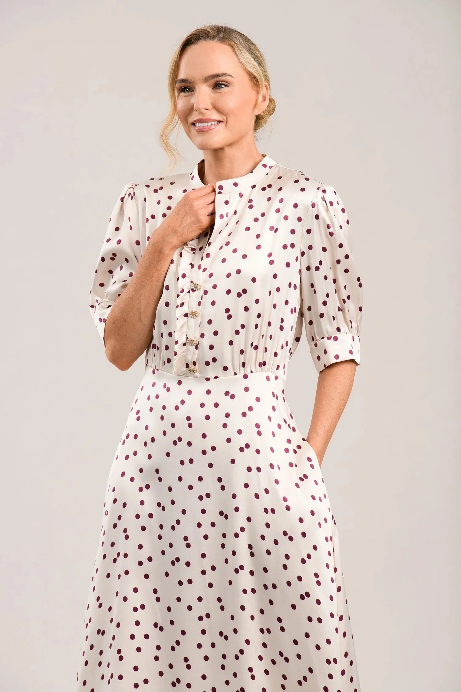Dove Berry Dot Dress
