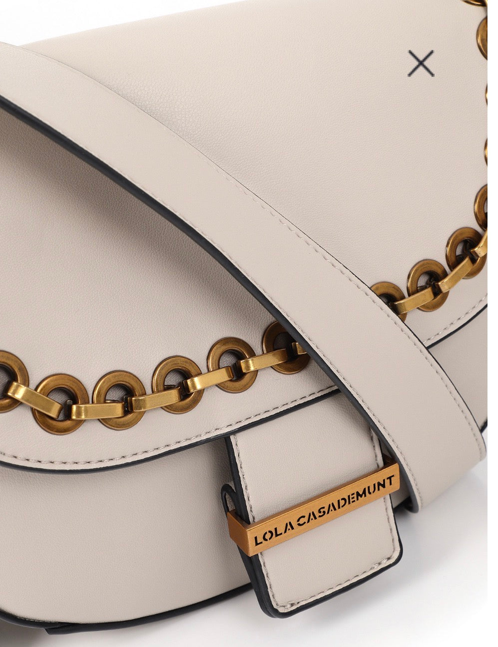 Mia Cream & Gold Saddle Shoulder Bag