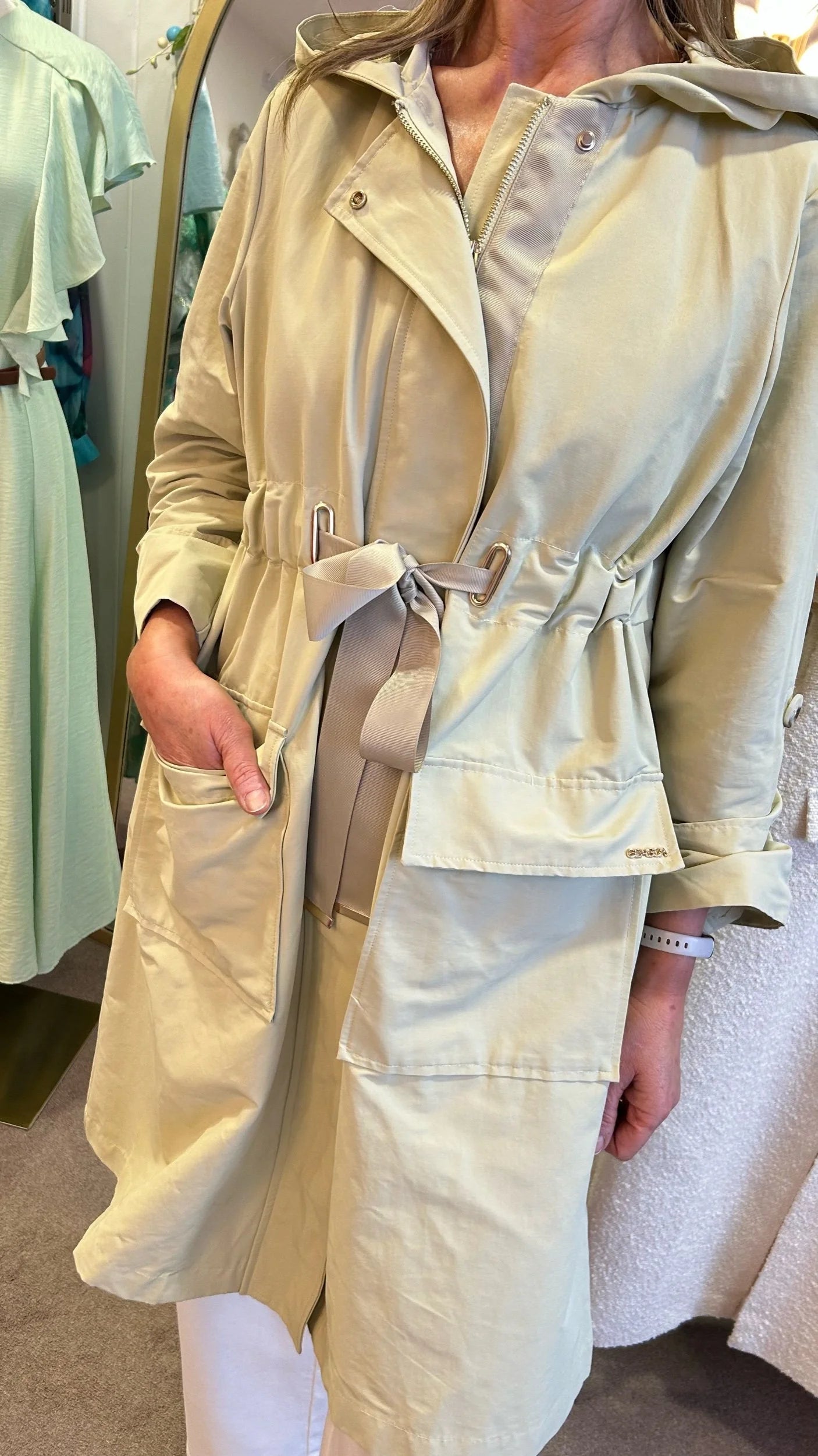 Veronica Pistachio Trench Coat