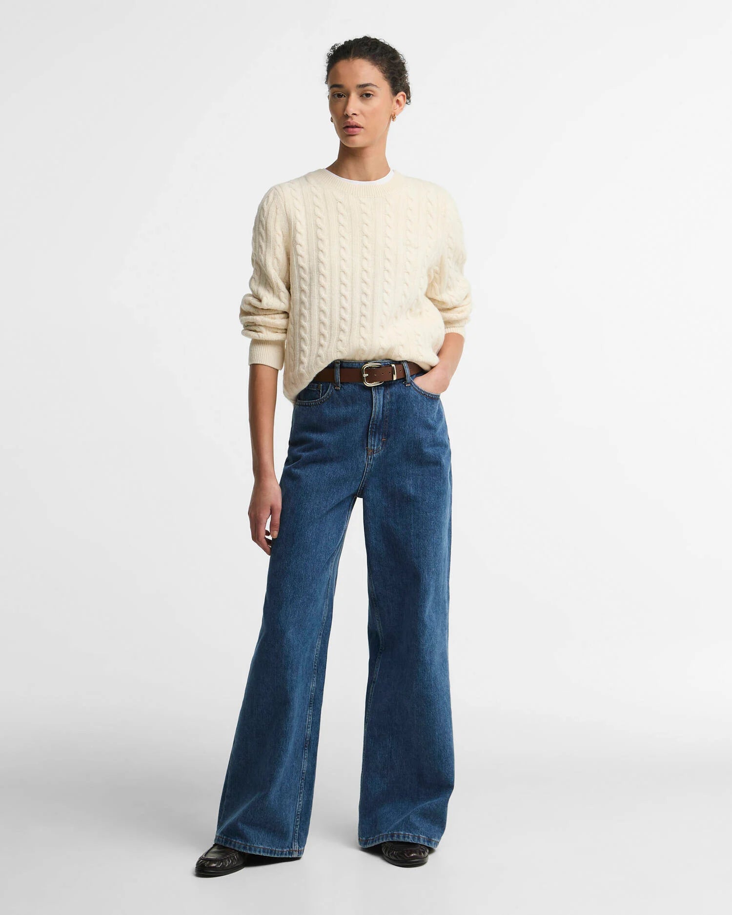 Barbour Ecru Ashdown Relaxed Cable-Knit Jumper
