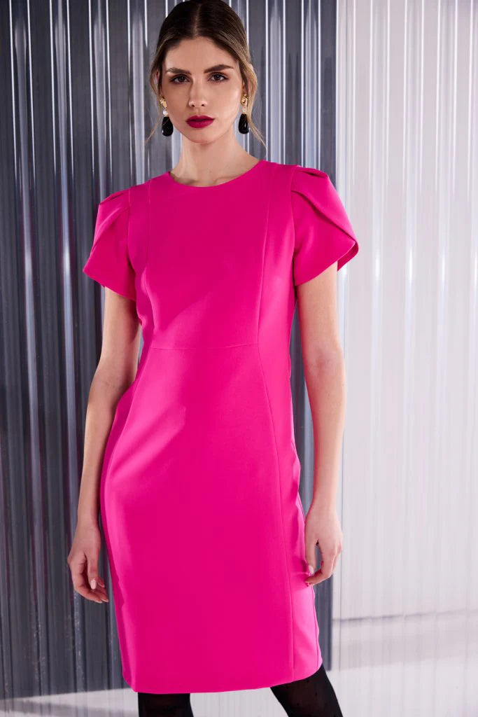 Candice Pink Structured Sleeve Dress