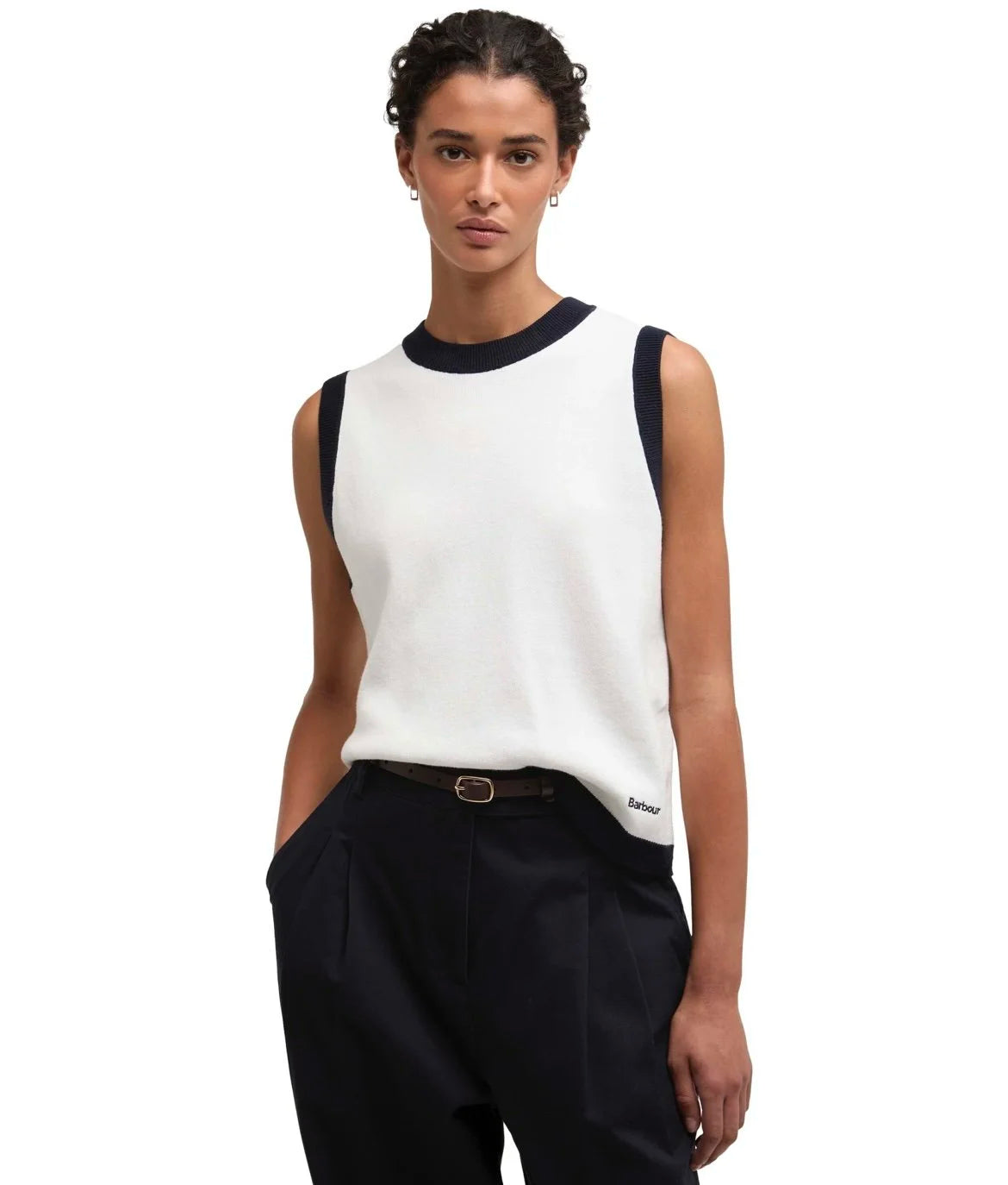 Barbour Salthill Navy/White Sleeveless Knit