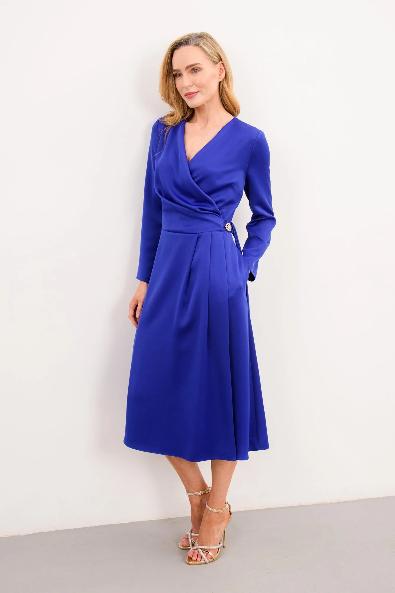 Kamilla Long-Sleeve Dress in Blue Mauve