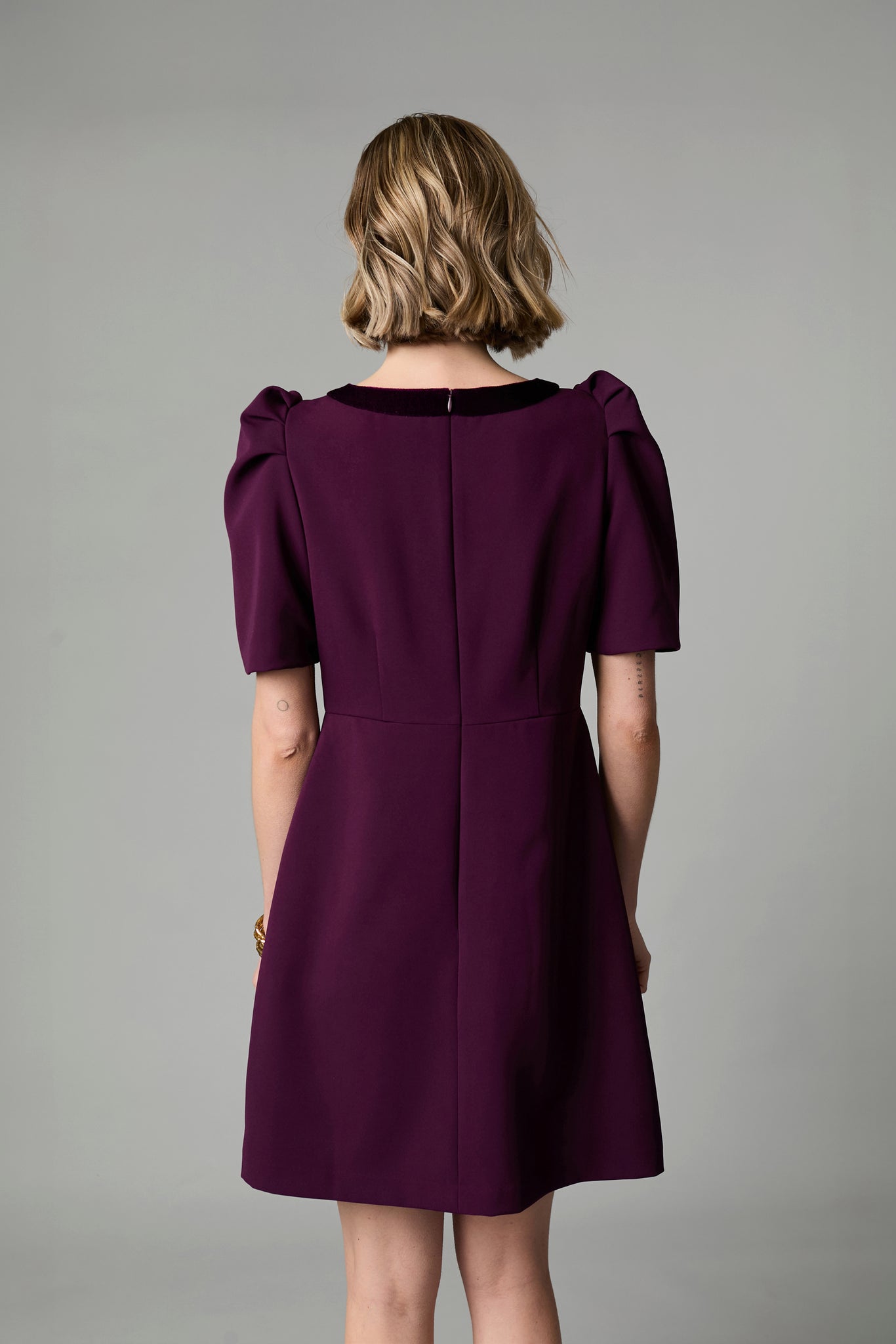Sara Plum Bow Short Dress