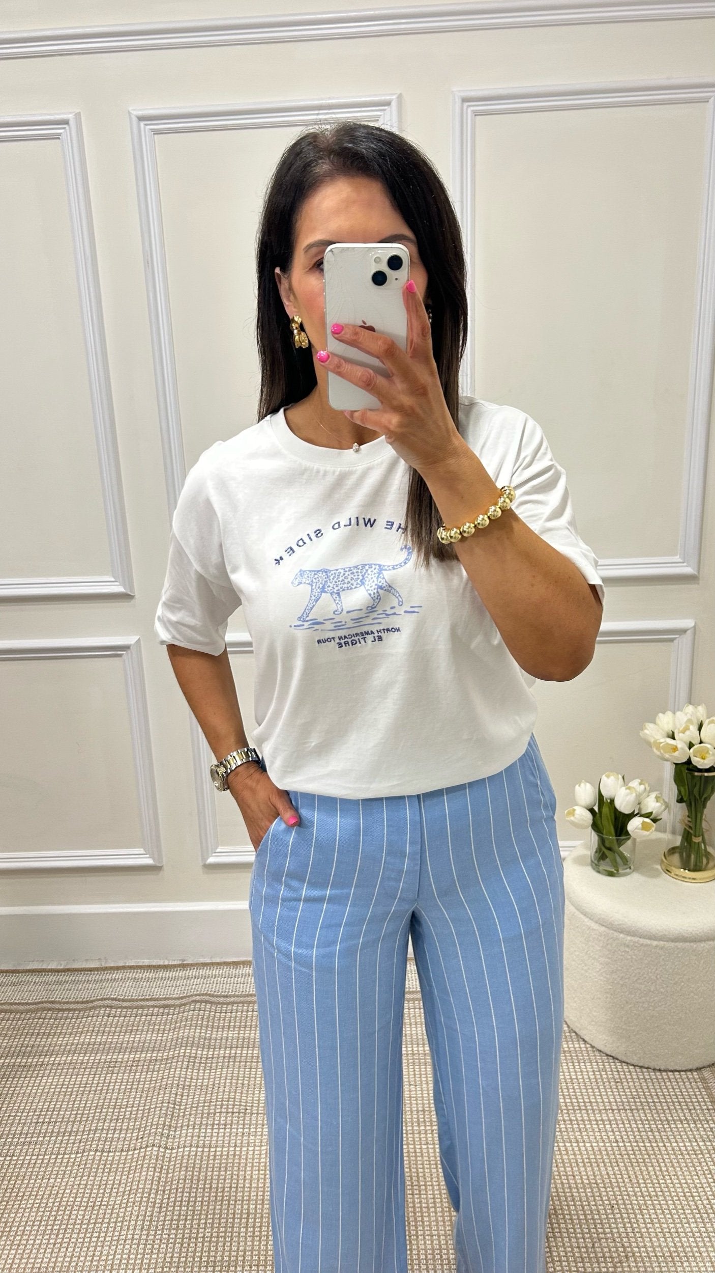 Kitty White/Blue Print T-Shirt