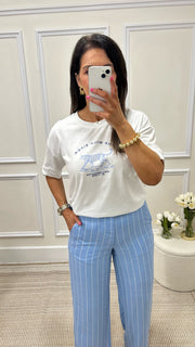 Kitty White/Blue Print T-Shirt