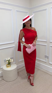 Eleni Red One Shoulder Dress