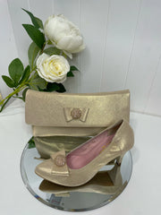 Le Babe Gold High Heel Court Shoe