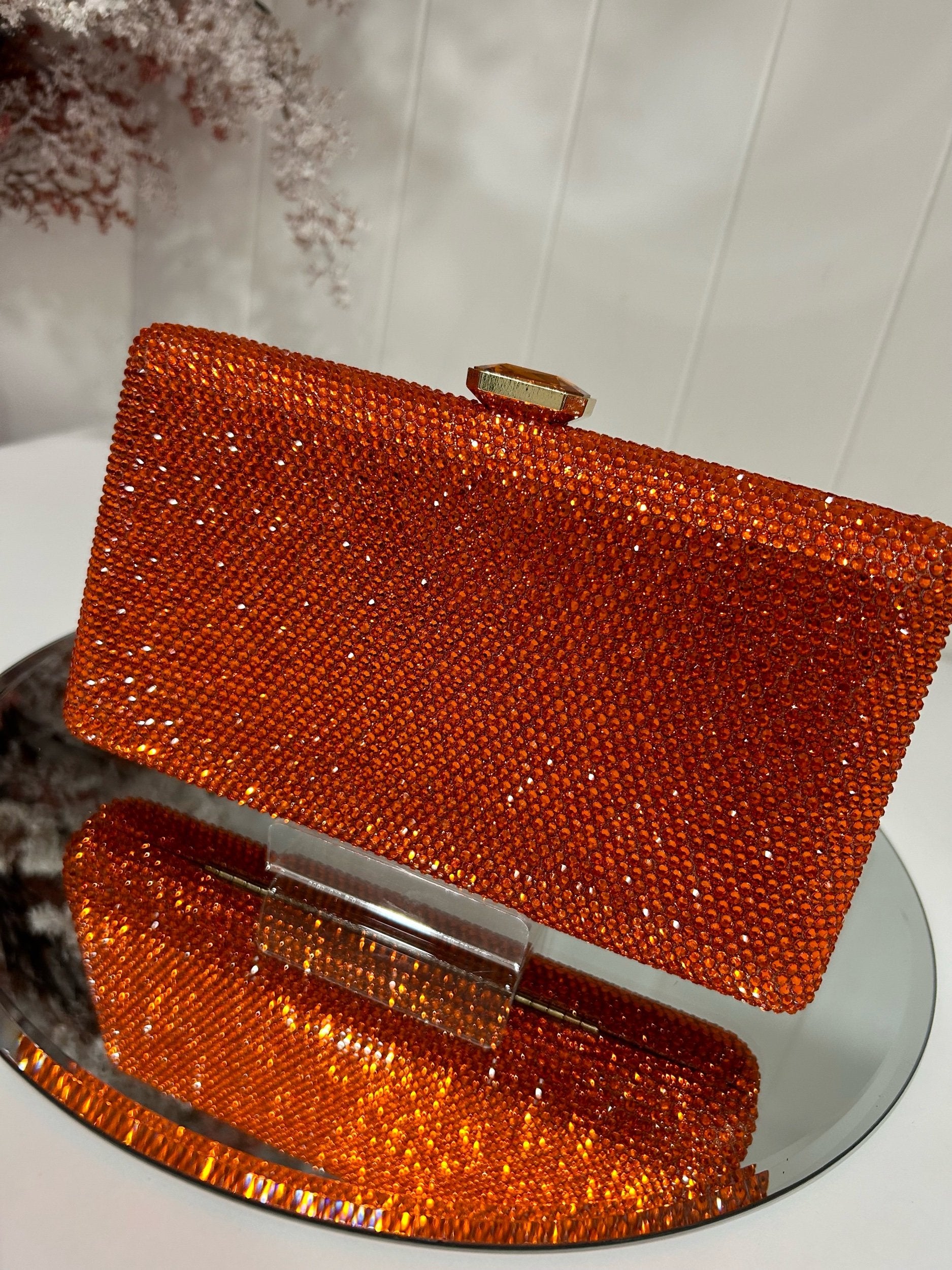 Lexi Orange Sparkle Clutch