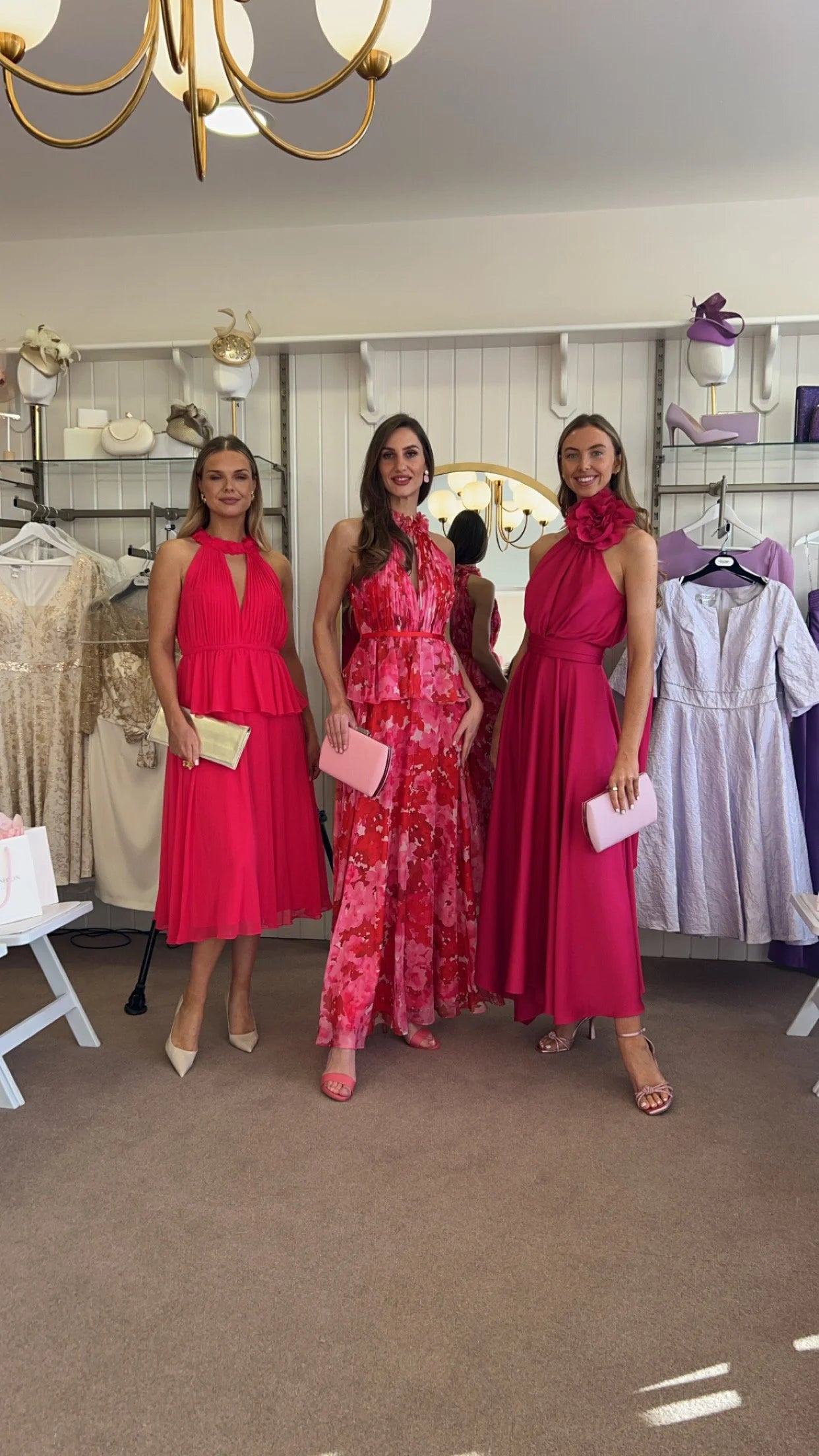 Nicole Raspberry Pink Halterneck (Rose) Dress