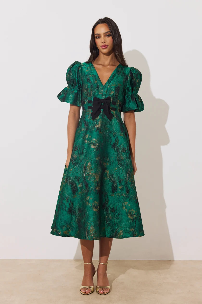 Callie Metallic Emerald Dress