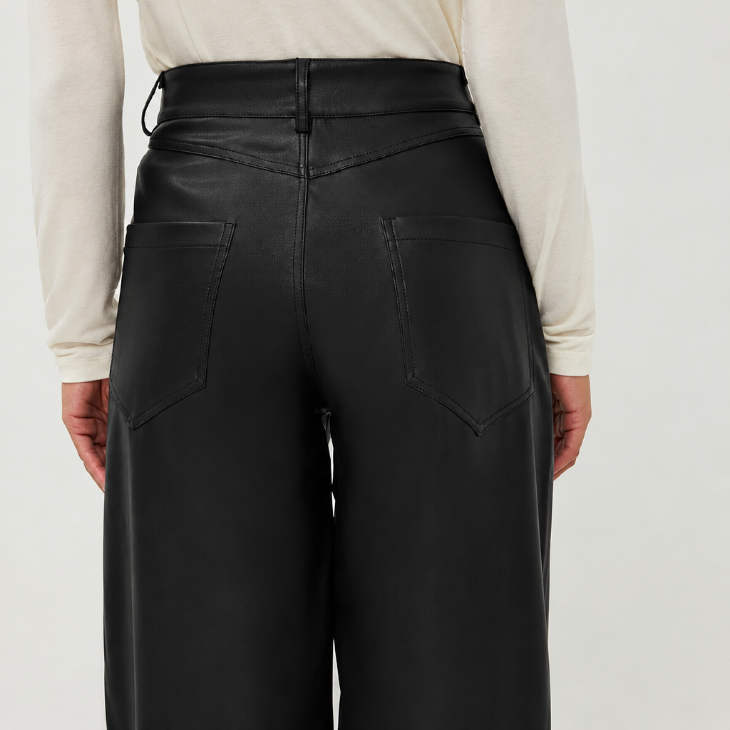 Lily Black Faux Leather Trousers