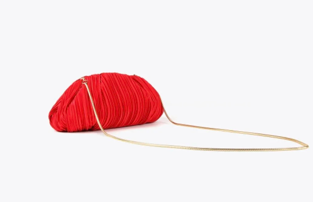 Minnie Pleated Satin Bag (Red)