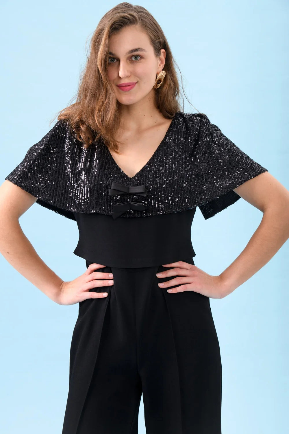 Coco Bow Jumpsuit in Black