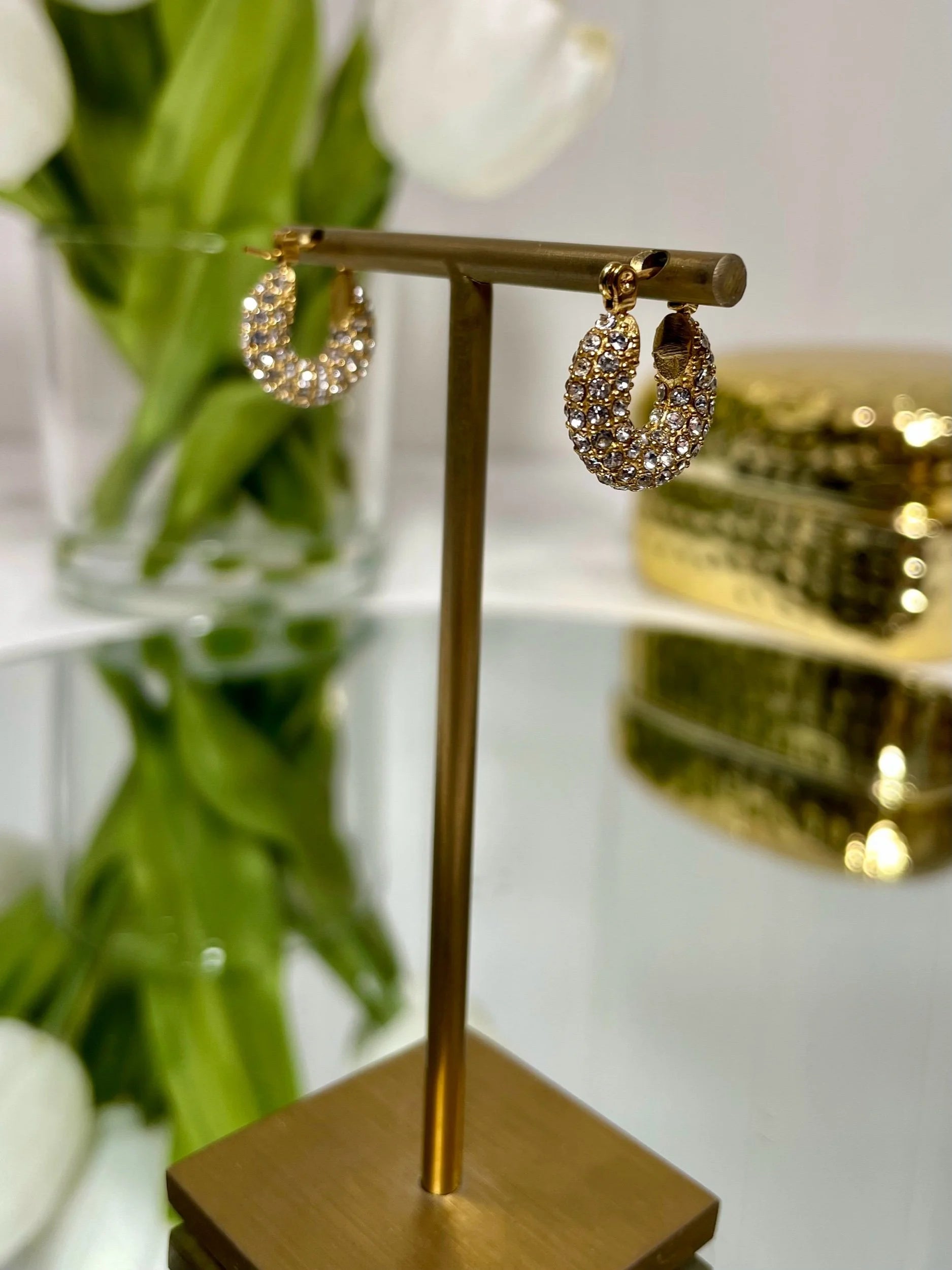 Rita Gold/Diamonte Hoop Earrings