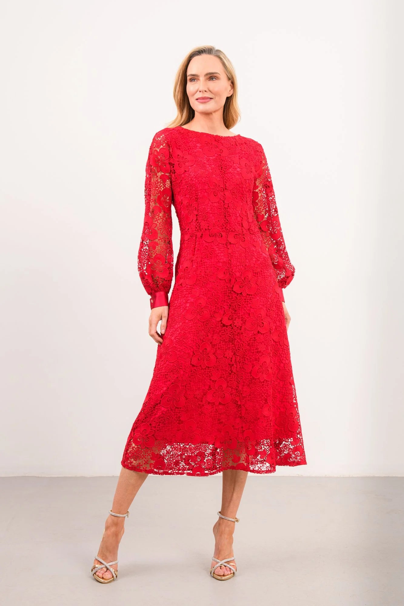 Iris Lace Dress in Red