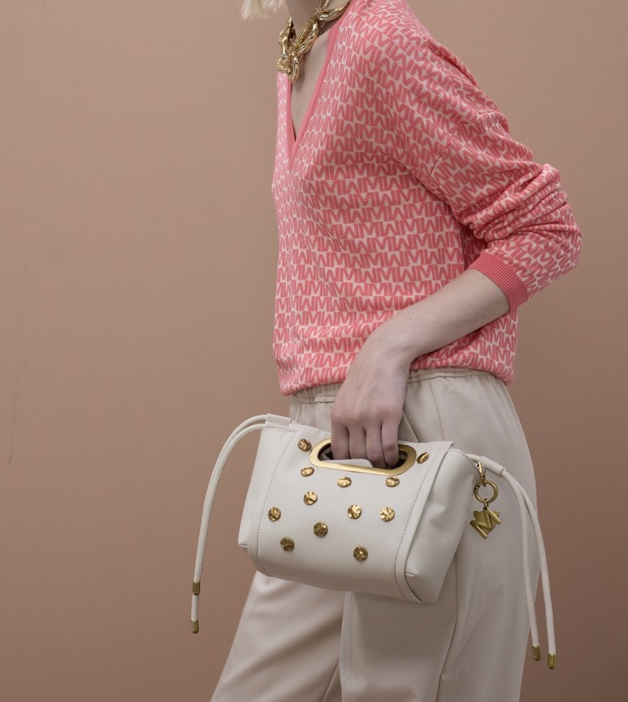Ecru Studded Crossbody Bag