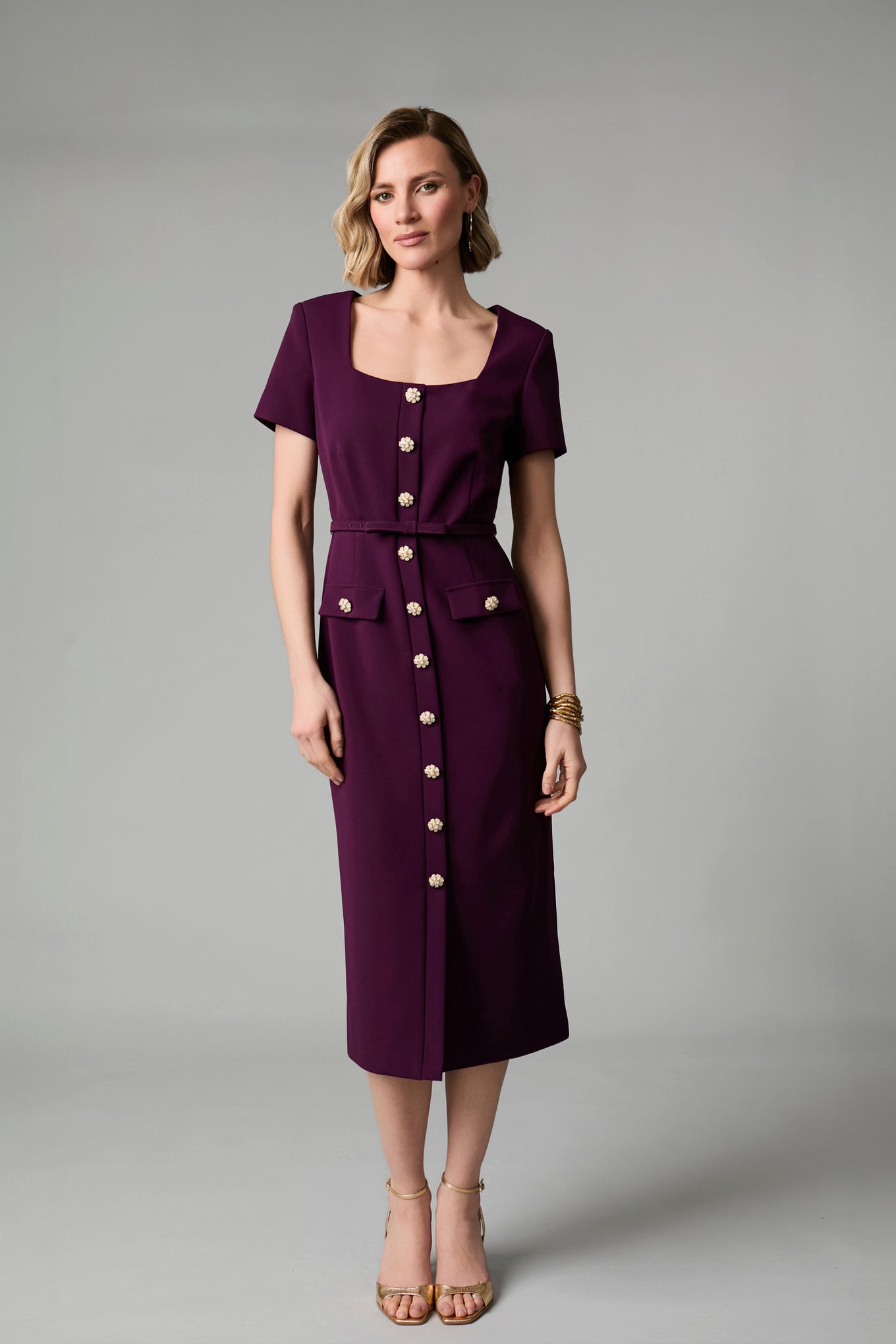 Felicity Plum Button Dress