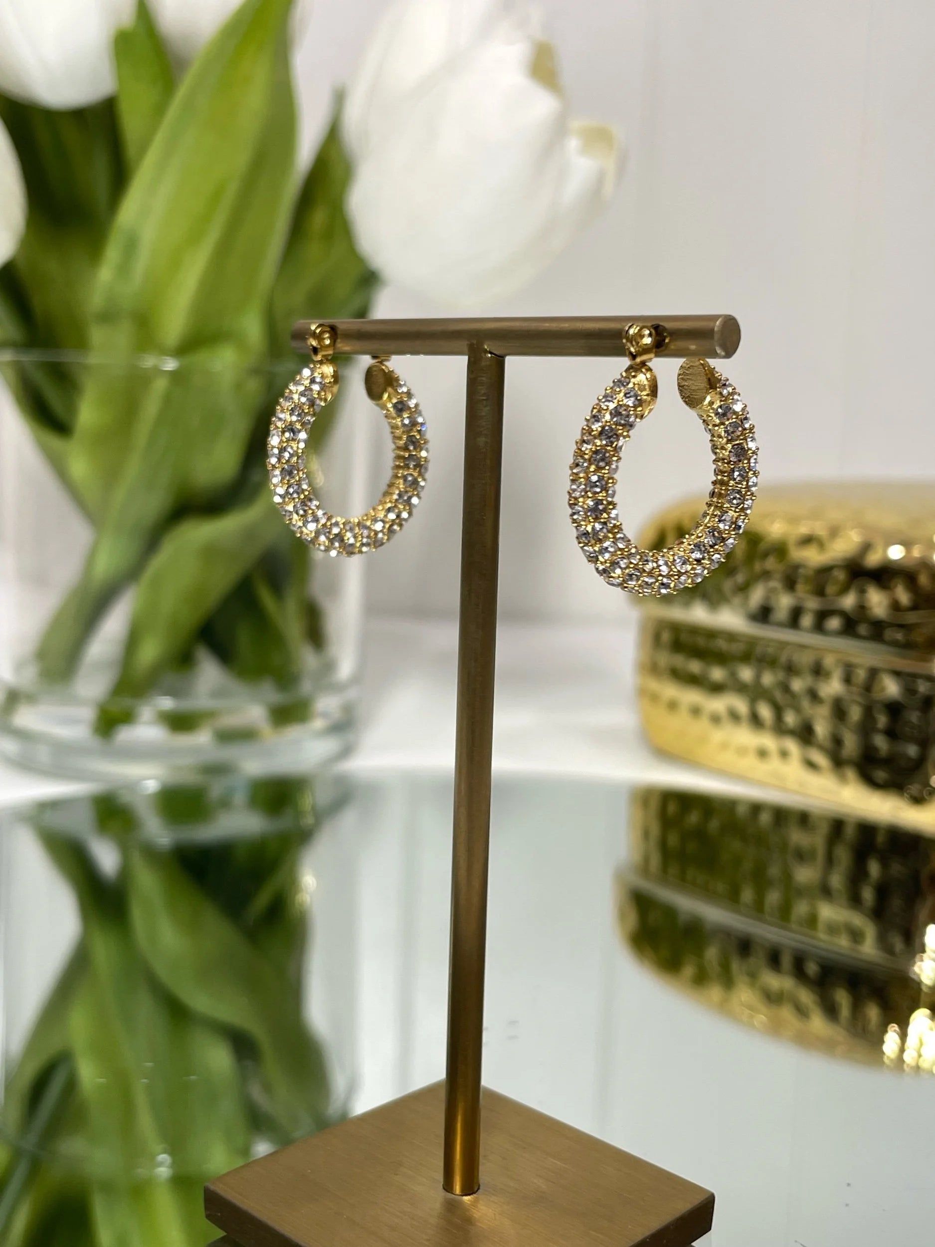 Goldie Gold/Diamonte Hoop Earrings
