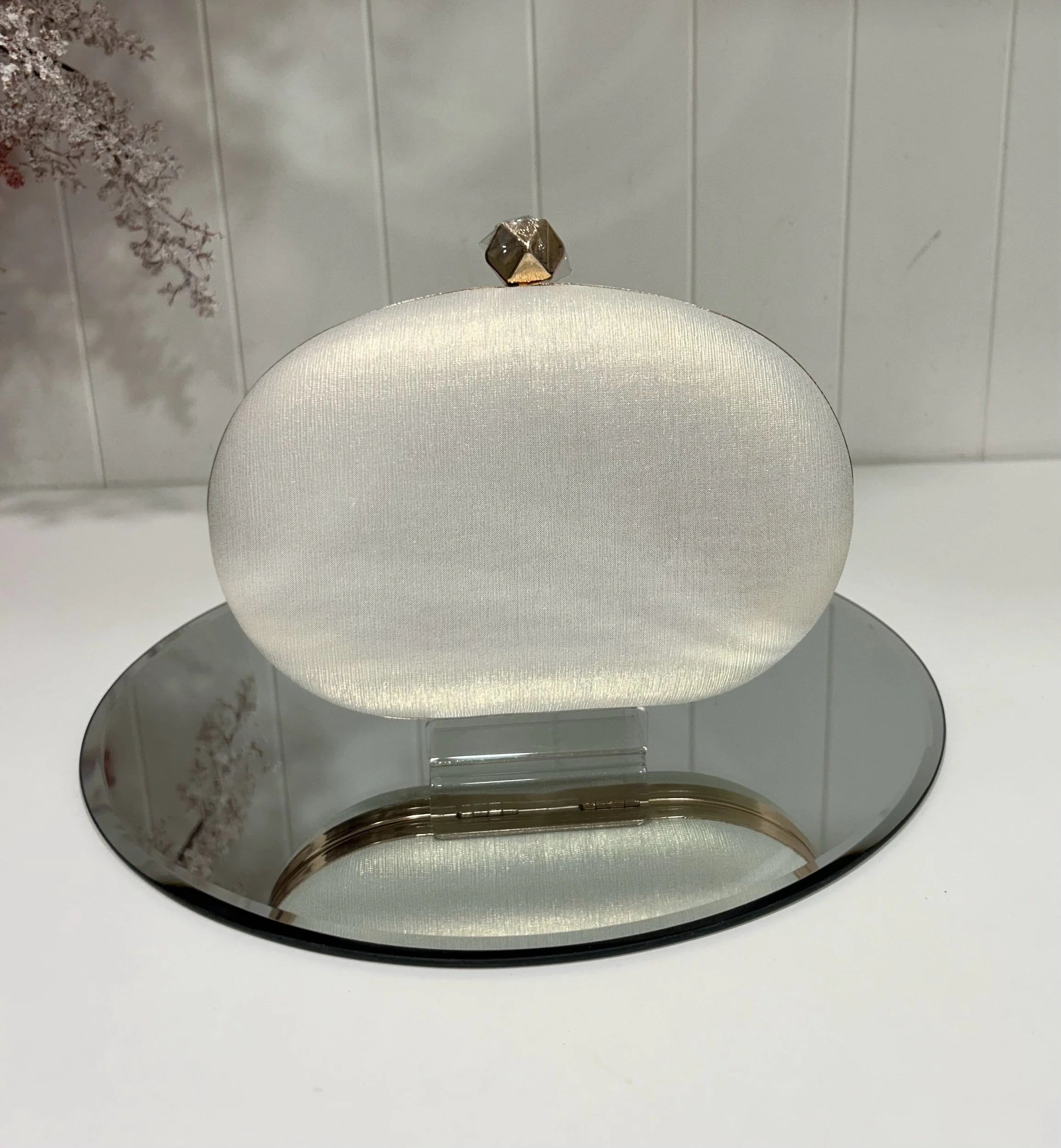 Nina Cream Oval Clutch