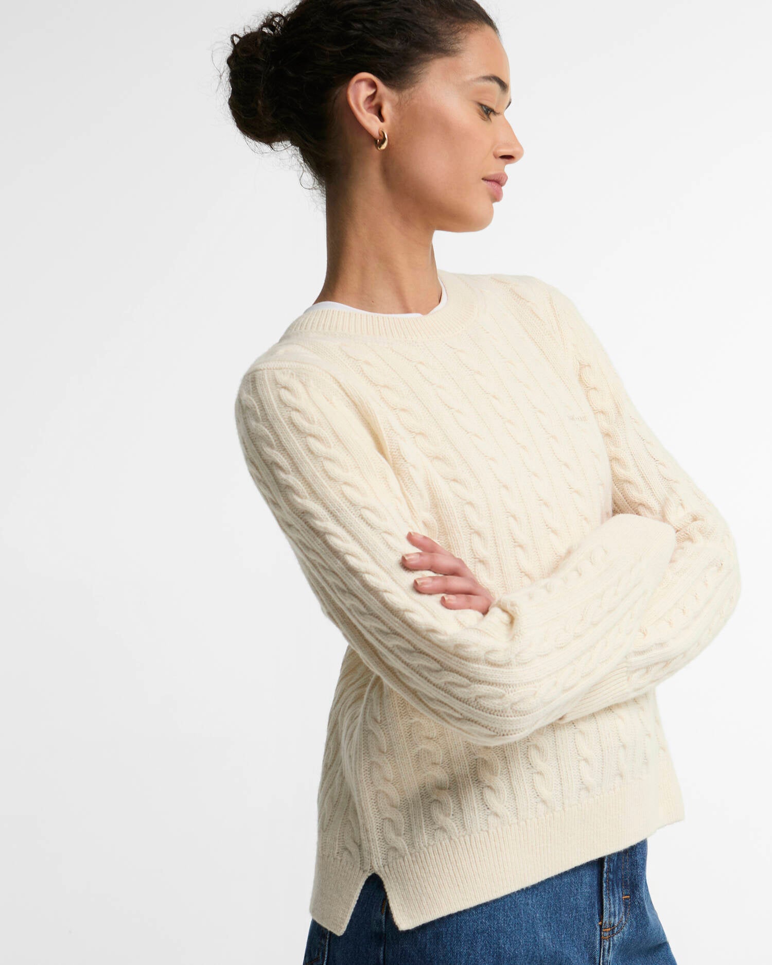 Barbour Ecru Ashdown Relaxed Cable-Knit Jumper