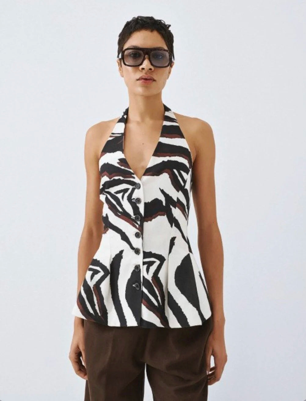 Zoey Printed Peplum Vest Top