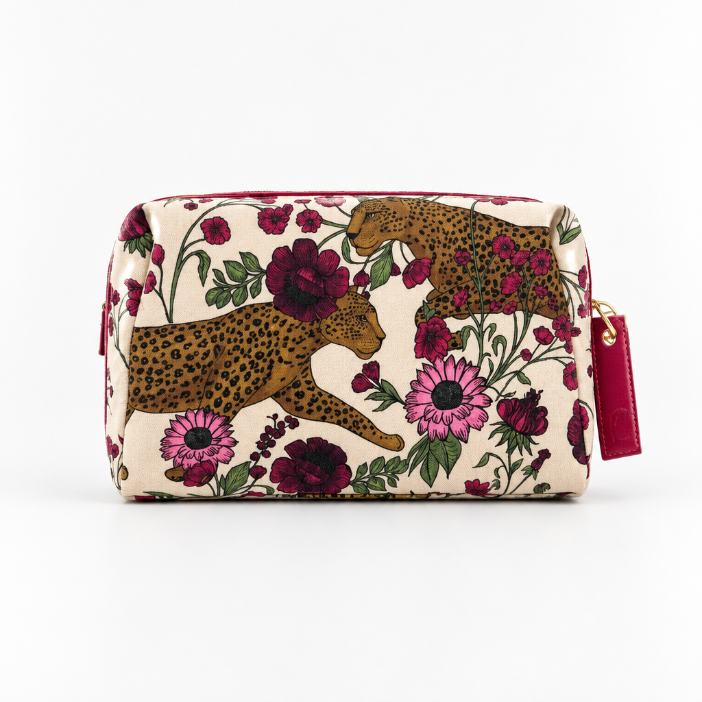 Mica Tiger & Floral Print Toiletry Bag