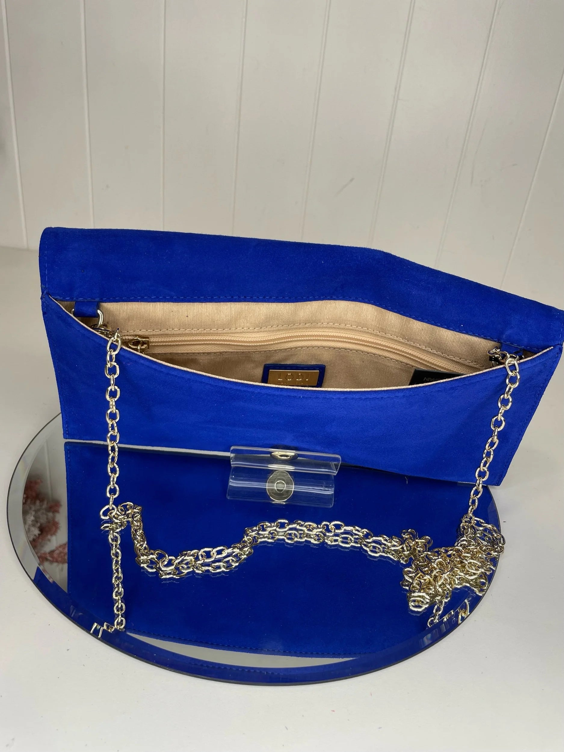 Lodi Vicky Royal Blue Suede Clutch