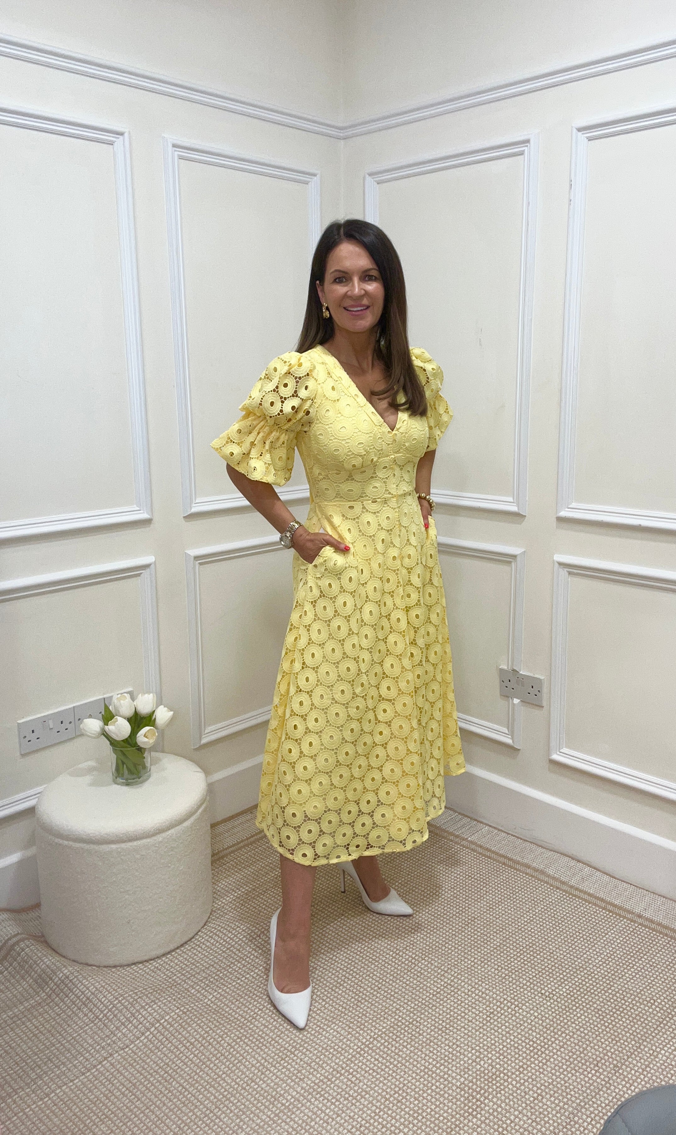 Callie Lace Lemon Dress