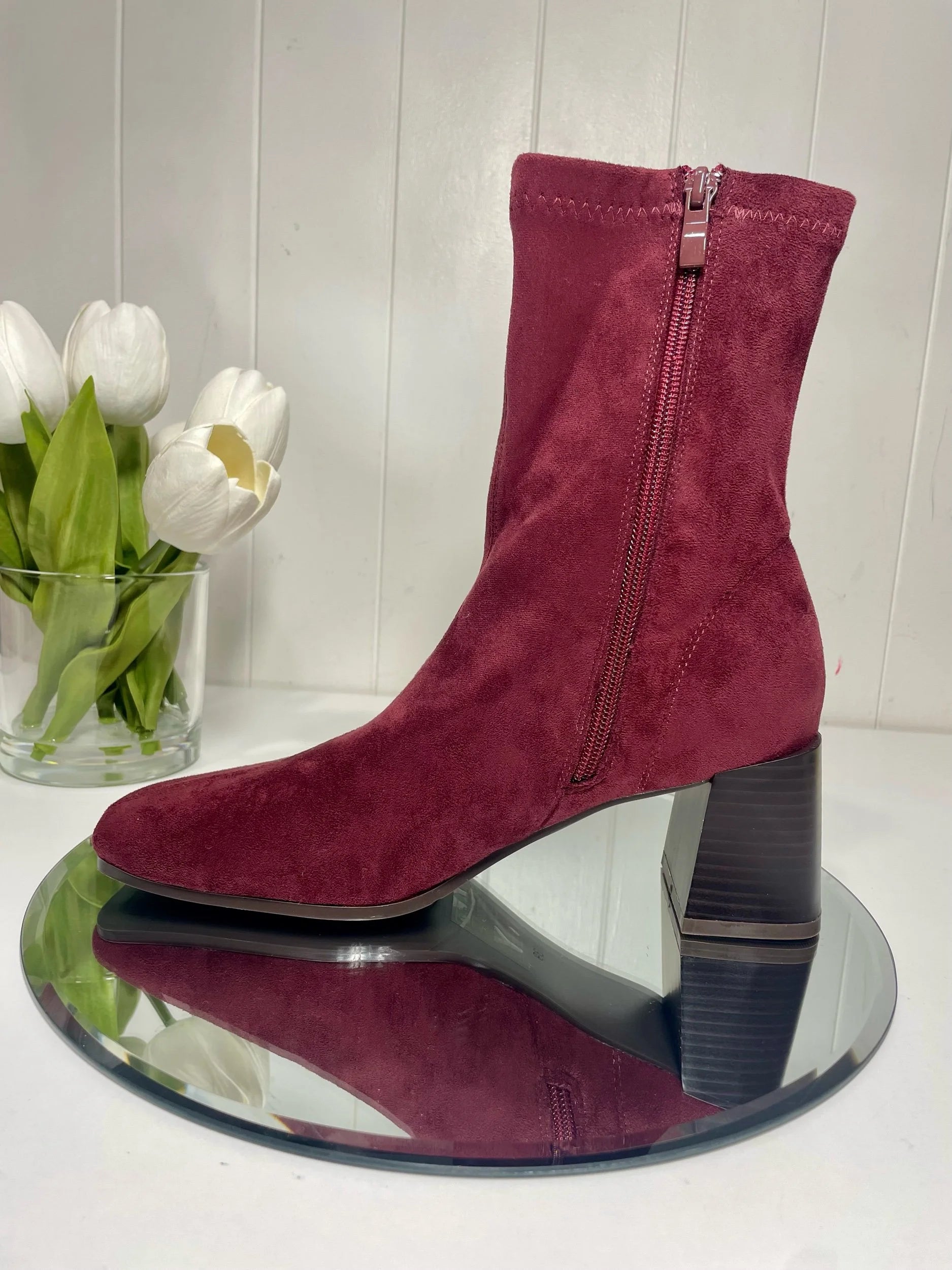 Ava Burgundy Suede Boot