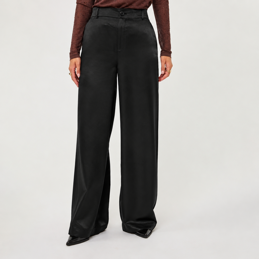 Lacy Black Satin Trousers