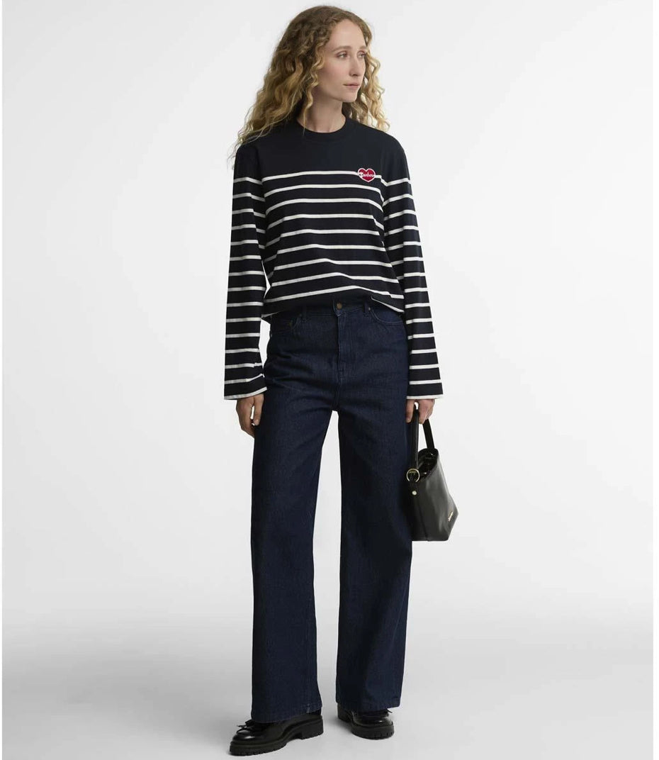 Barbour Navy Harling Striped Long-Sleeved Top