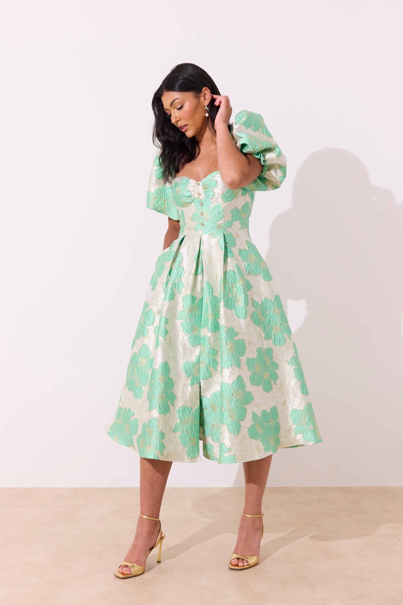 Audrey Mint Metallic Dress