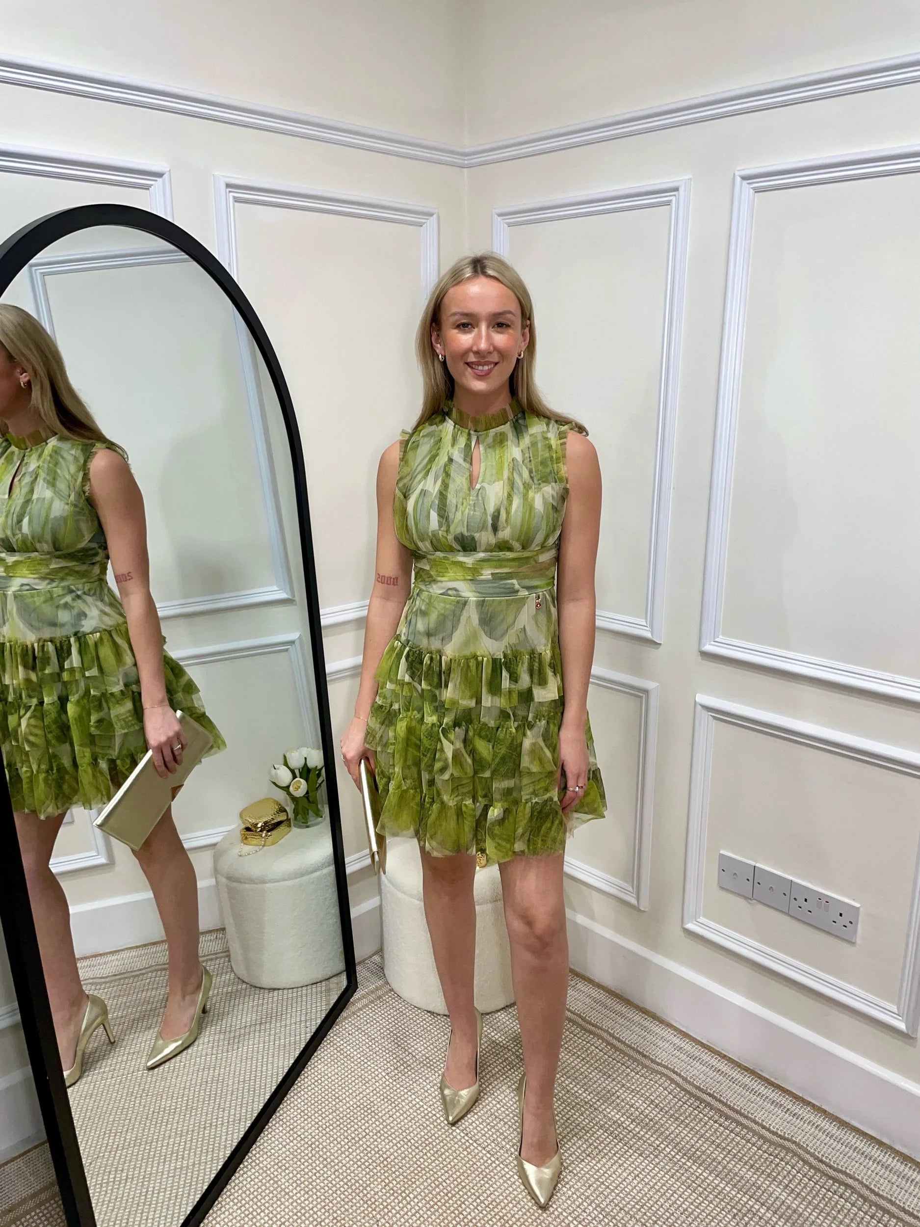 Daphne Green Ruffle Dress