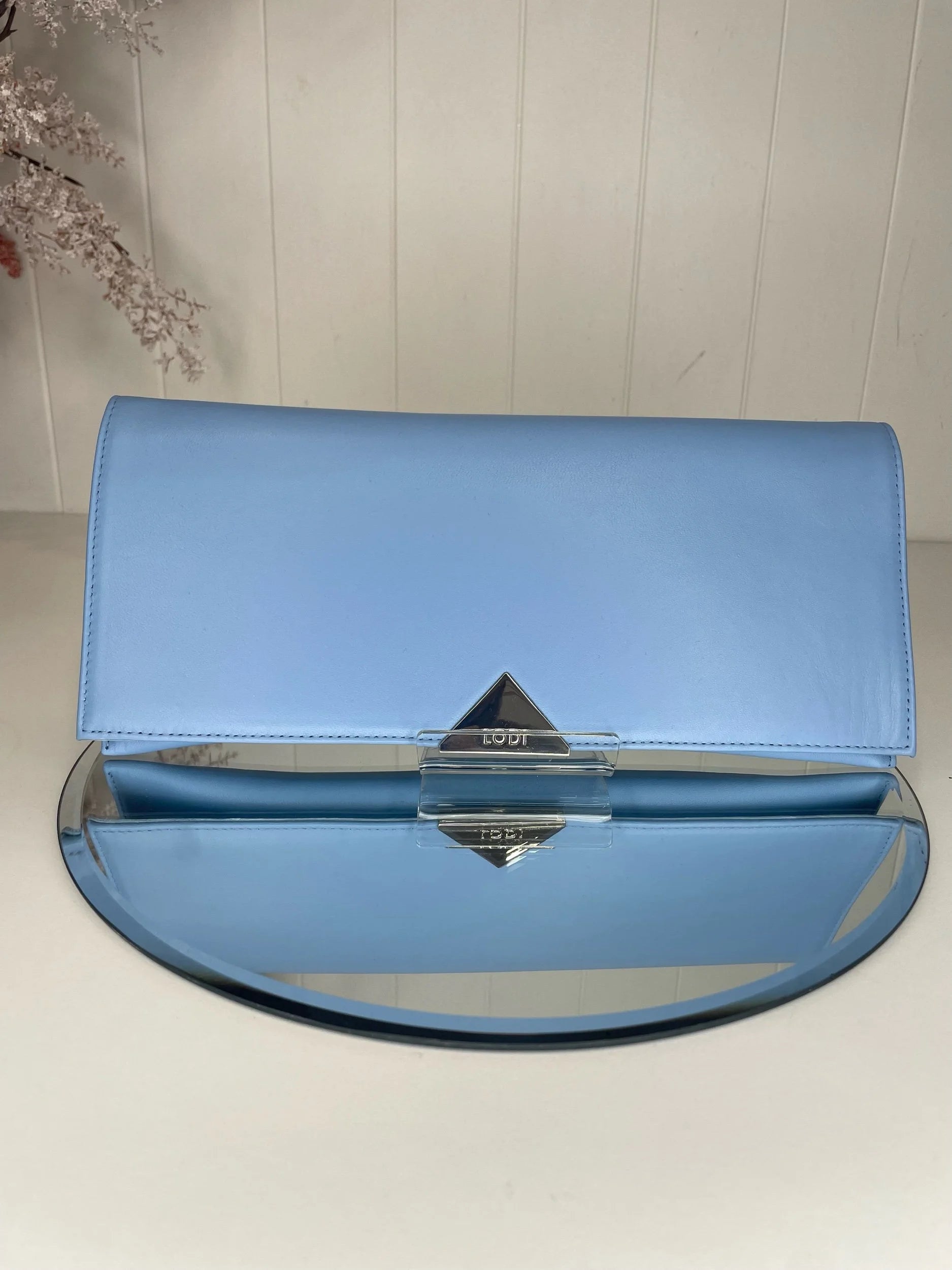 Lodi Blue Slim Envelope Clutch