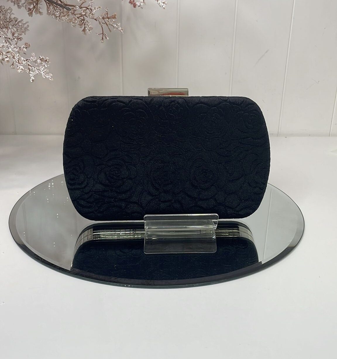 Rosa Black Suede Clutch bag