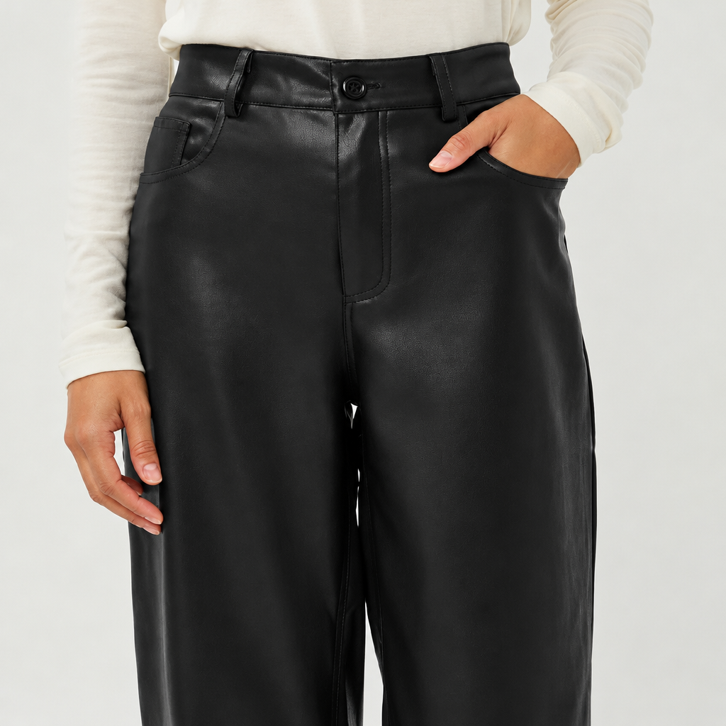 Lily Black Faux Leather Trousers
