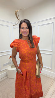 Roisin Linnane Kennedy Orange Jacquard Top