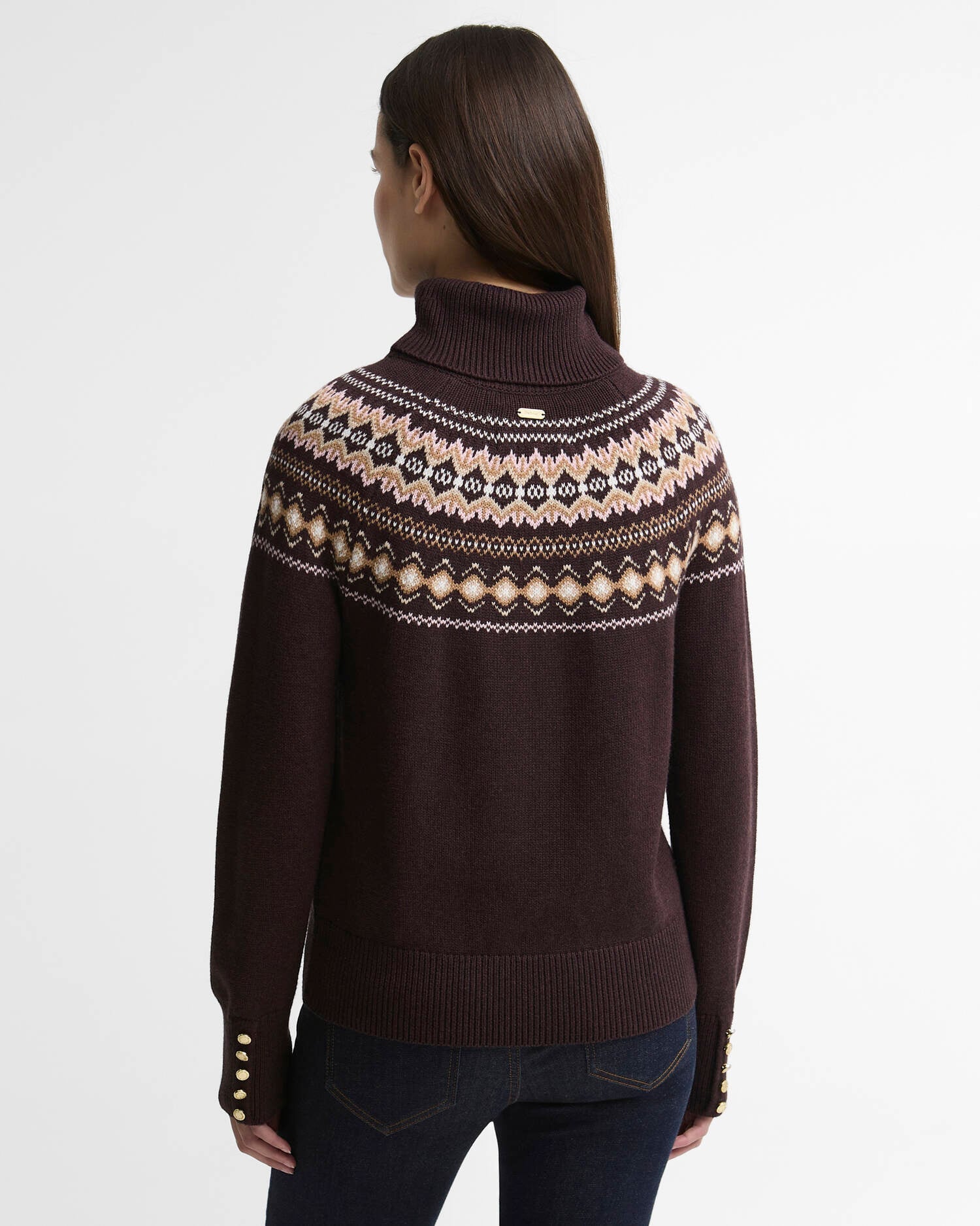 Barbour Brown Darwen Fairisle Rollneck Jumper