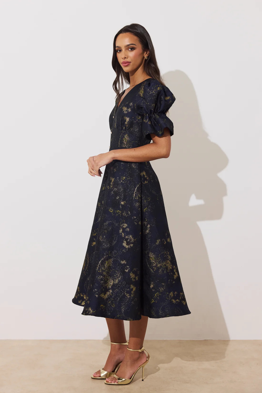 Callie Metallic Midnight Blue Dress