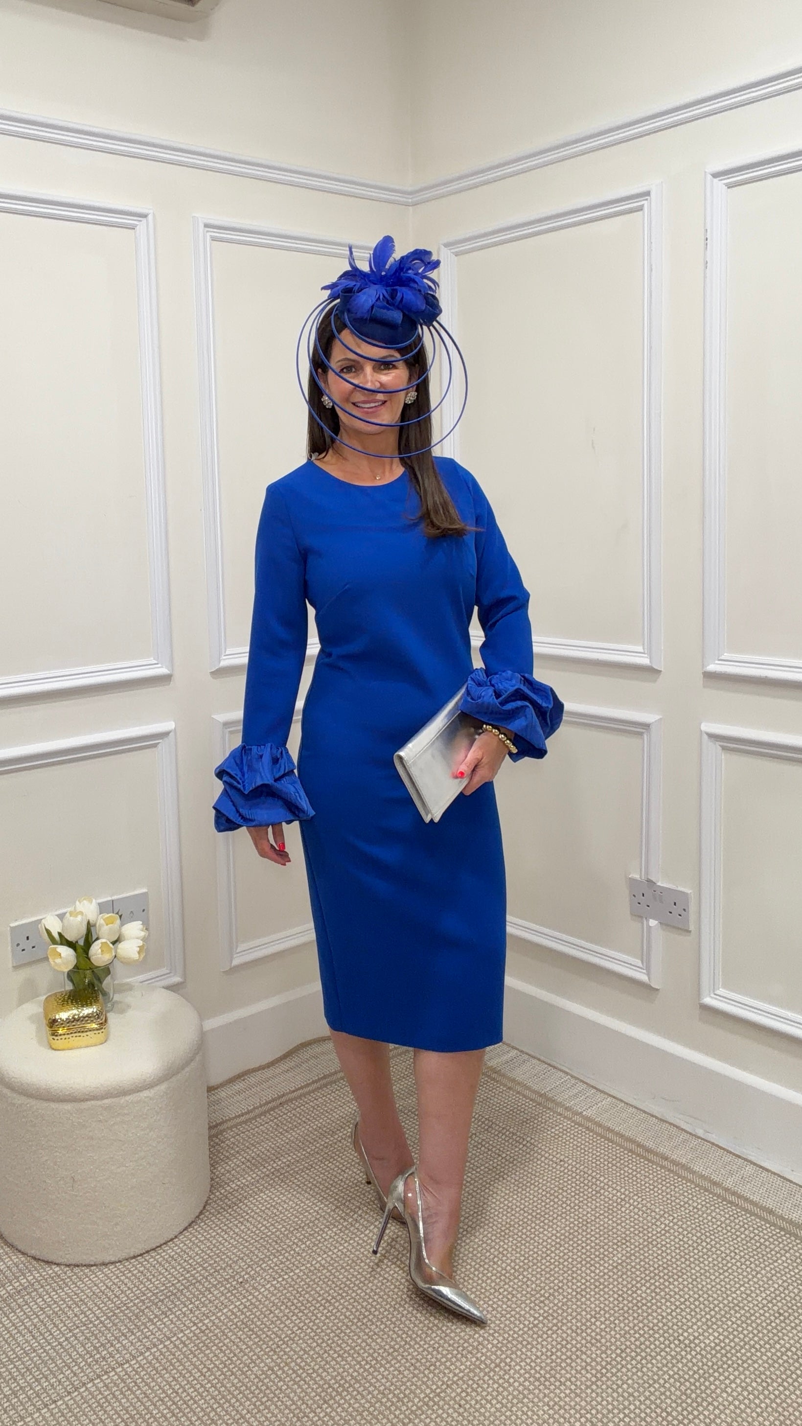 Bree Blue Ruffle Cuff Dress