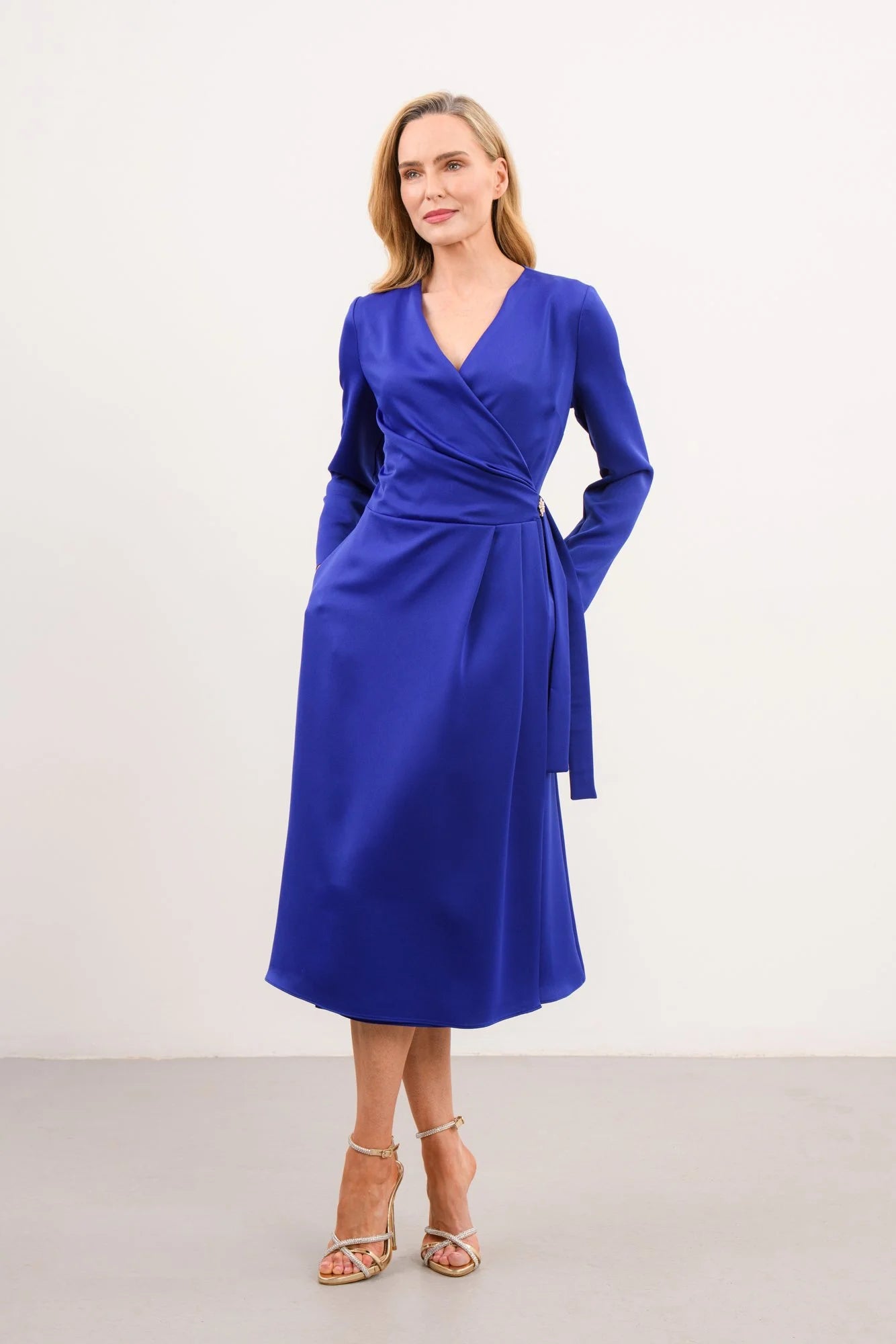 Kamilla Long-Sleeve Dress in Blue Mauve