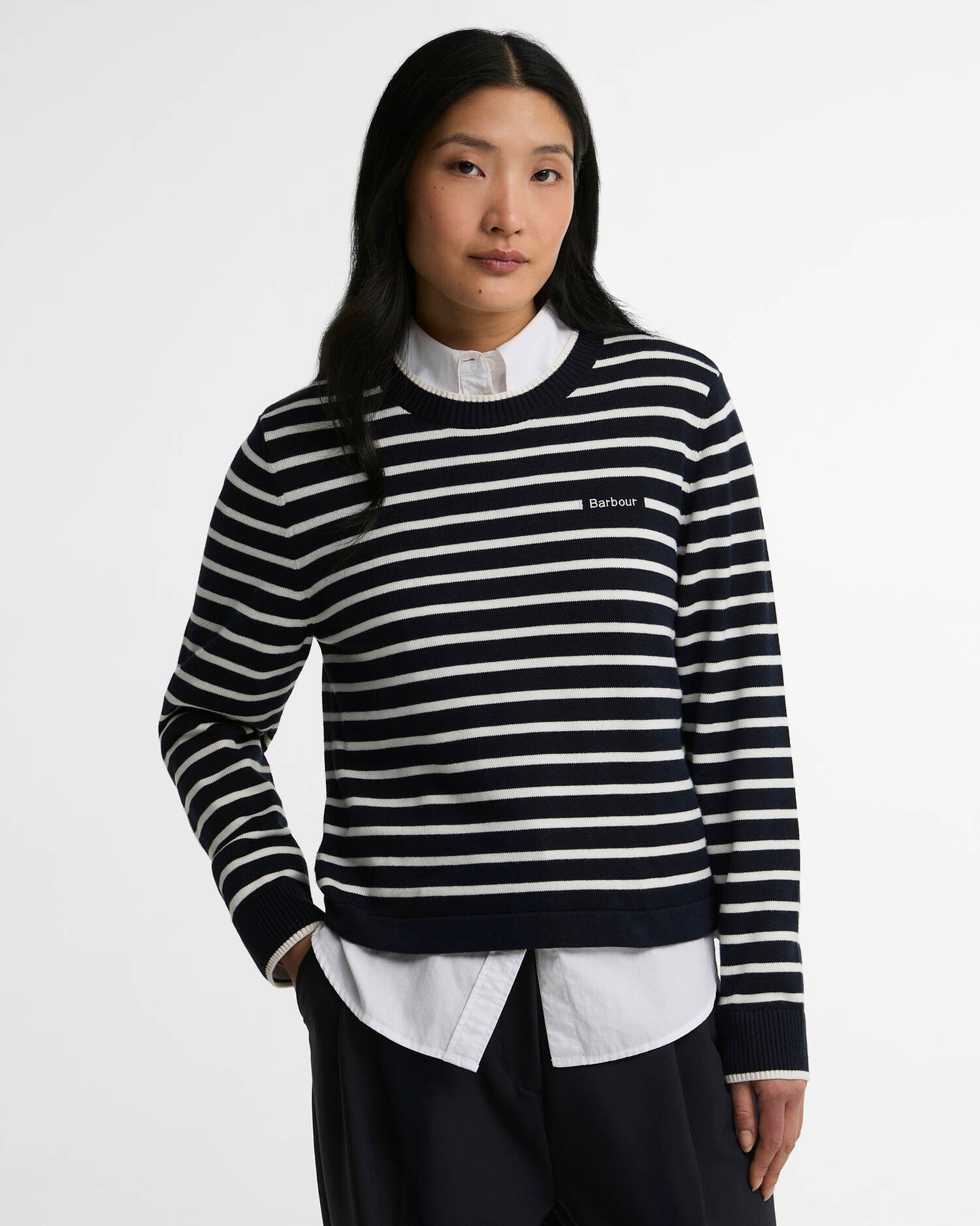 Barbour Navy Emmy Striped Crew Neck Jumper