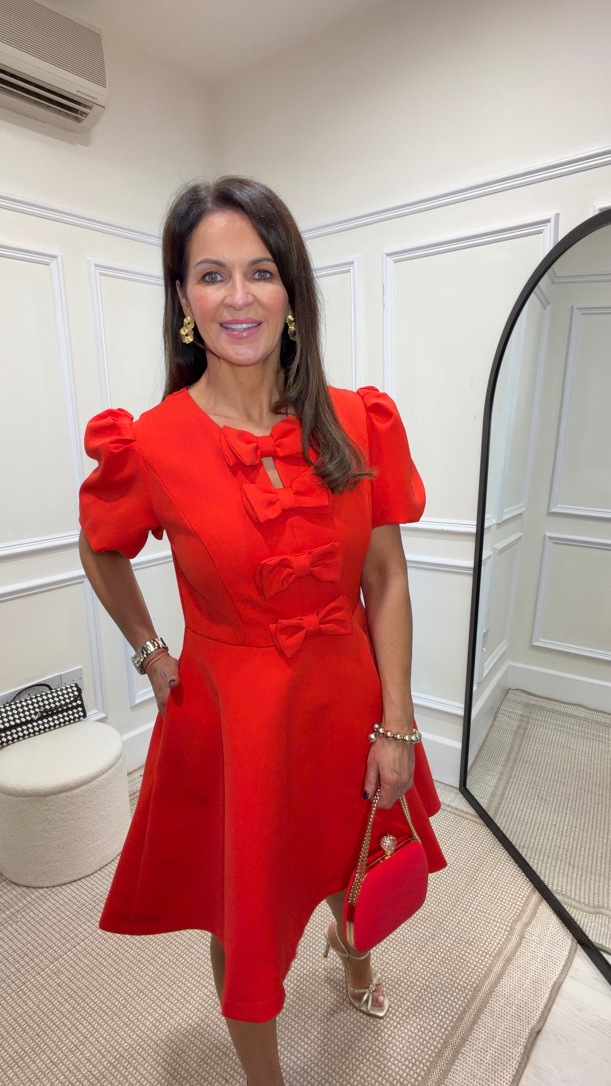 Bella Red Bow Detail Dress