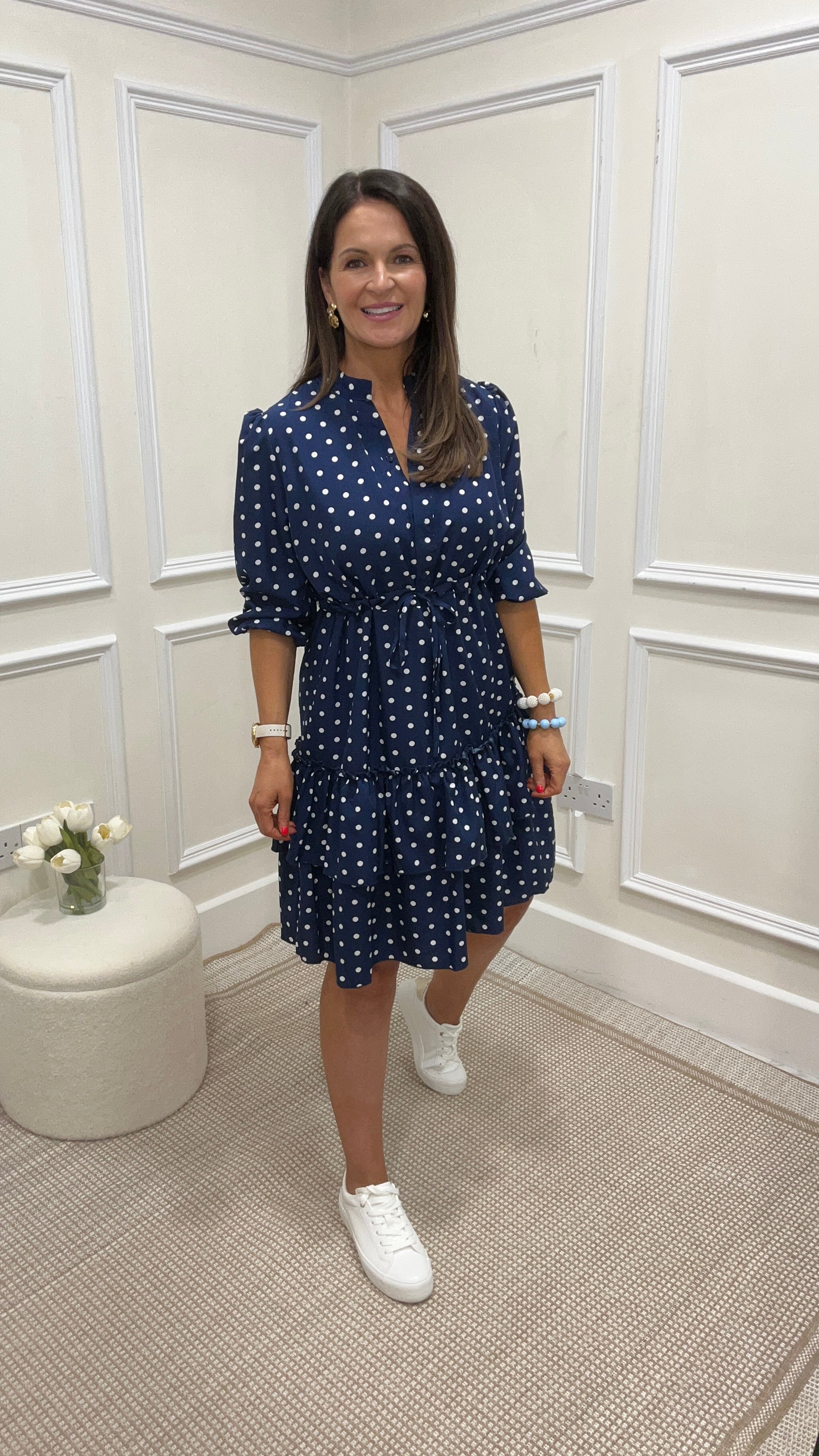Kelly Navy Polka Dot Dress